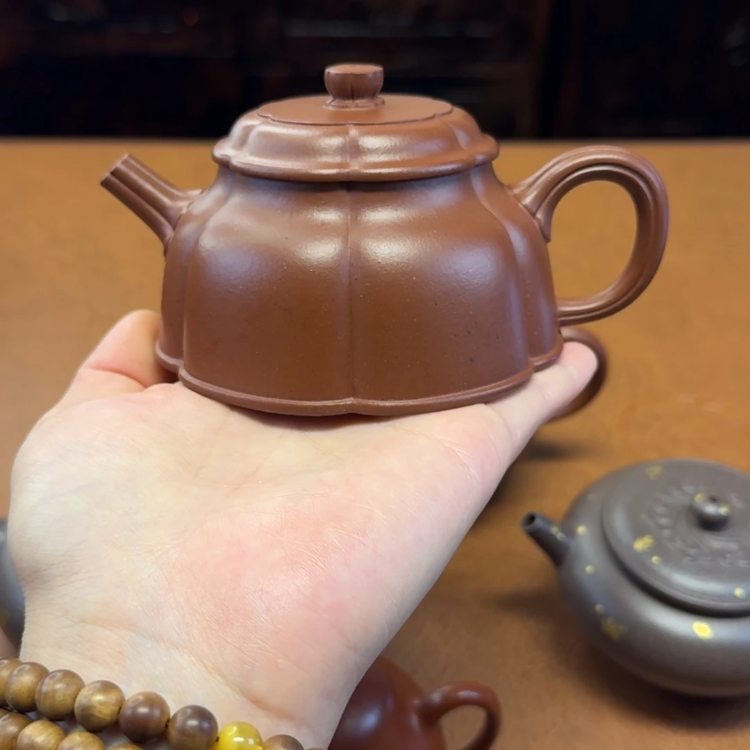 紫砂茶壶玉莲，底槽清泥，200cc