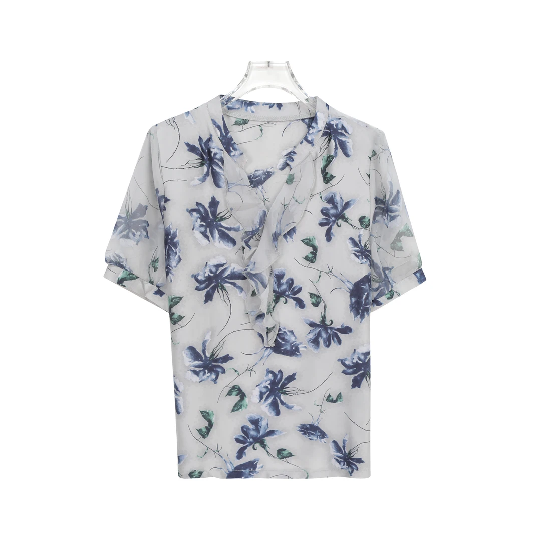 休闲印花T恤木耳边时尚小衫S511