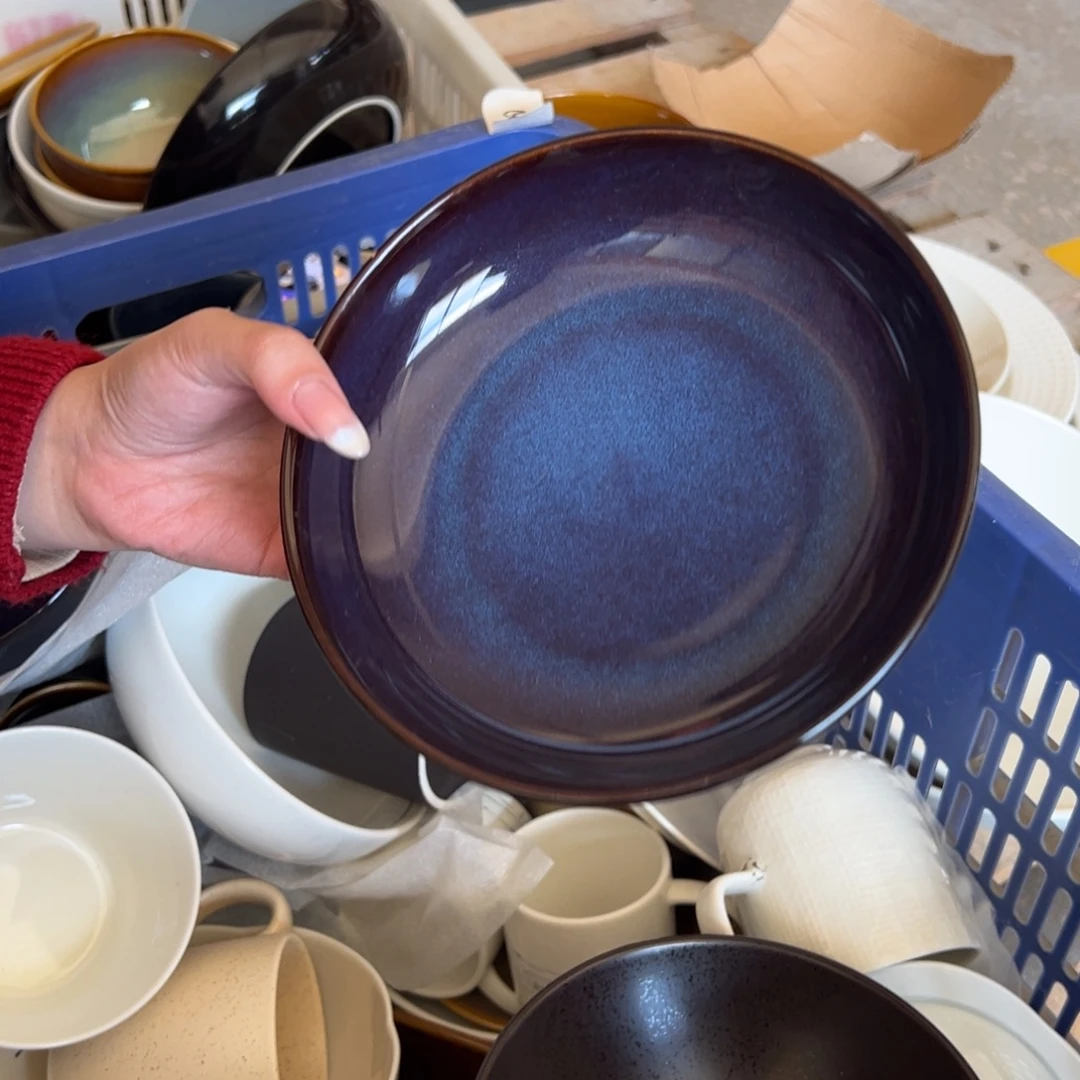 新骨瓷019瑕疵慎拍麟彩蓝 7寸深盘