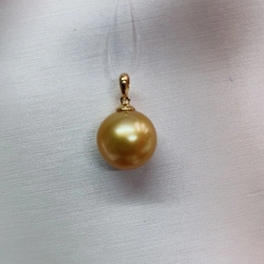 吊坠(不含链)18K金镶嵌海水珍珠10-11