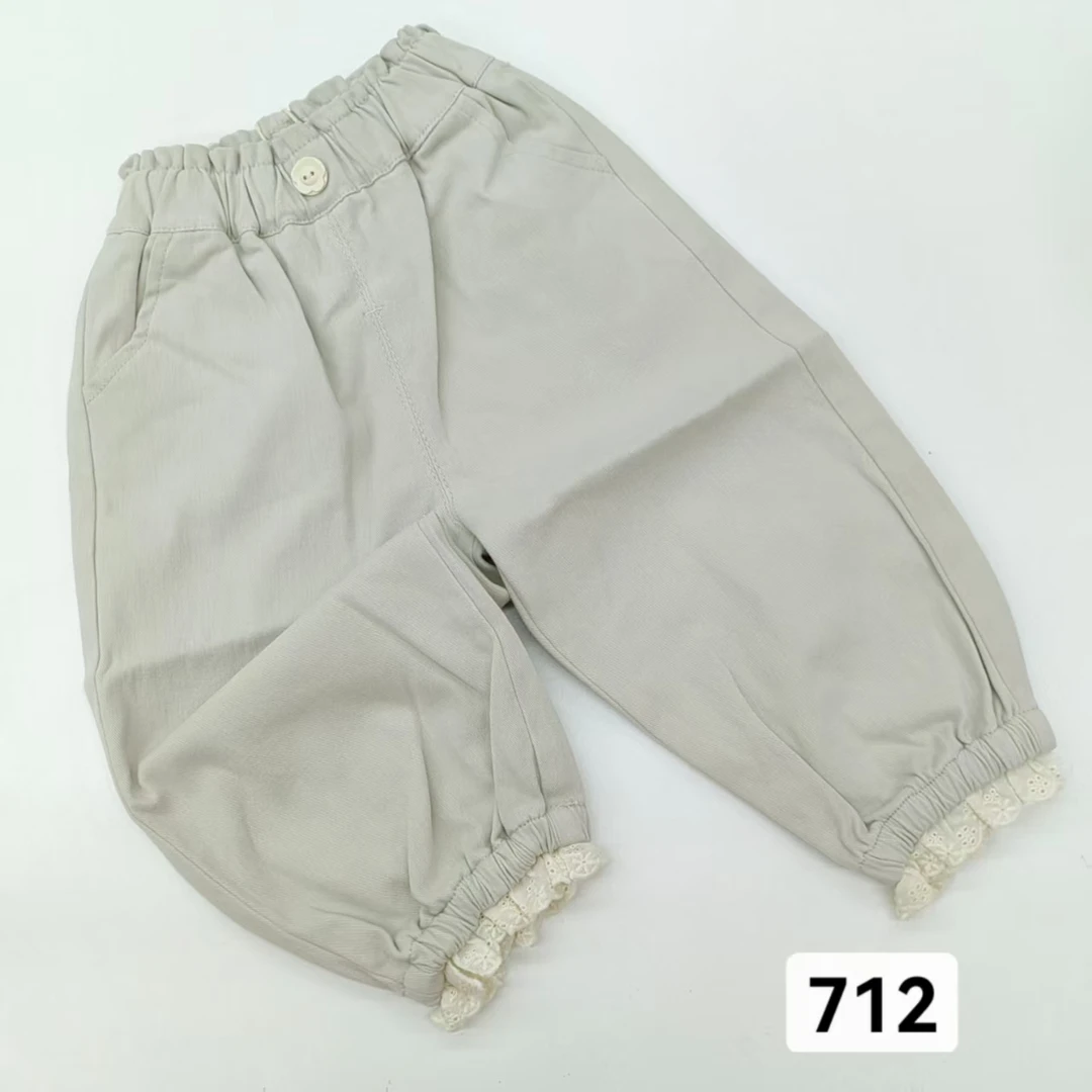 新款棉布口花边长裤712