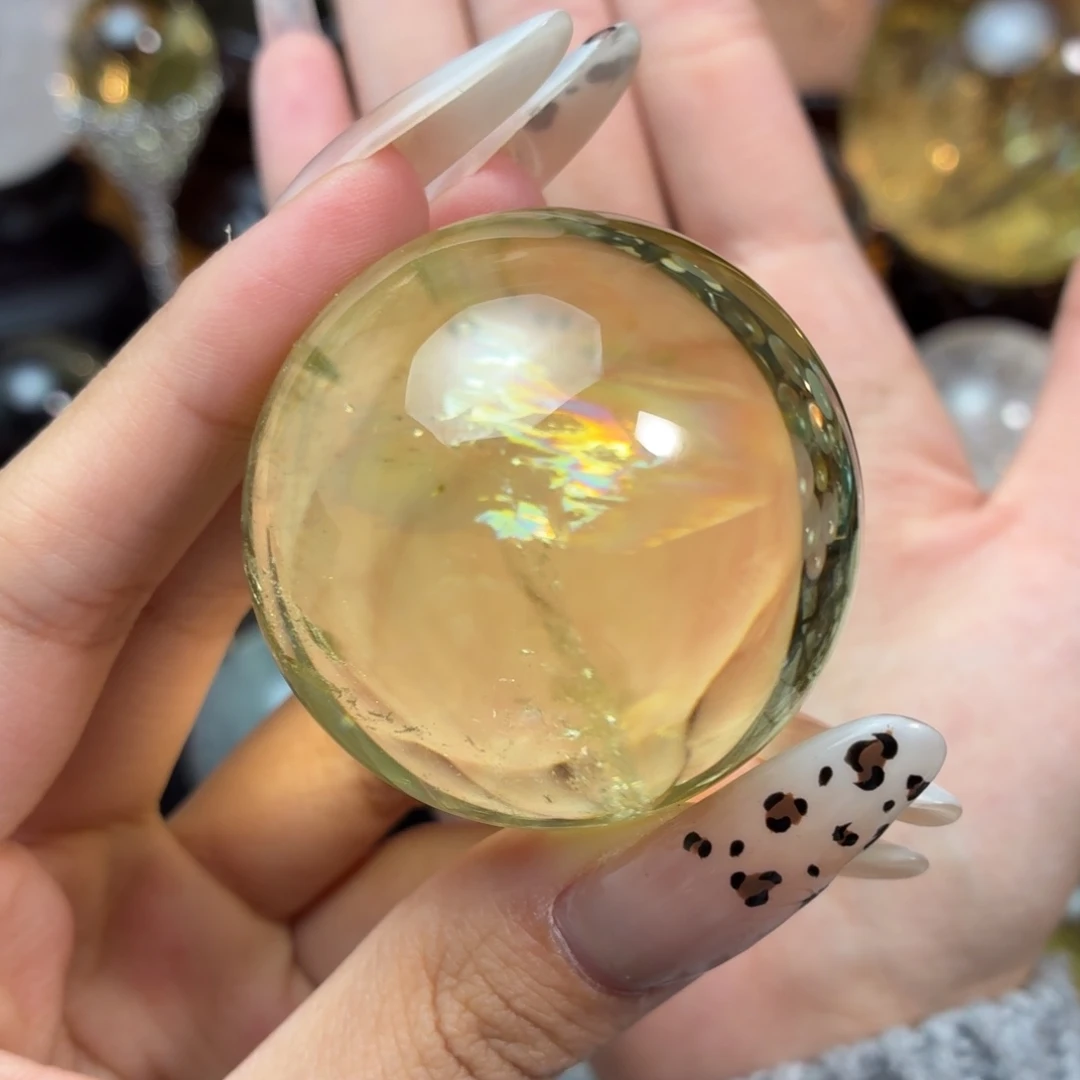 黄晶未镶嵌珠宝半成品彩虹52.0mm