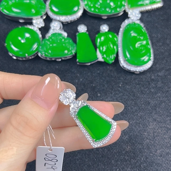翡翠银S925镶嵌吊坠(不含链)