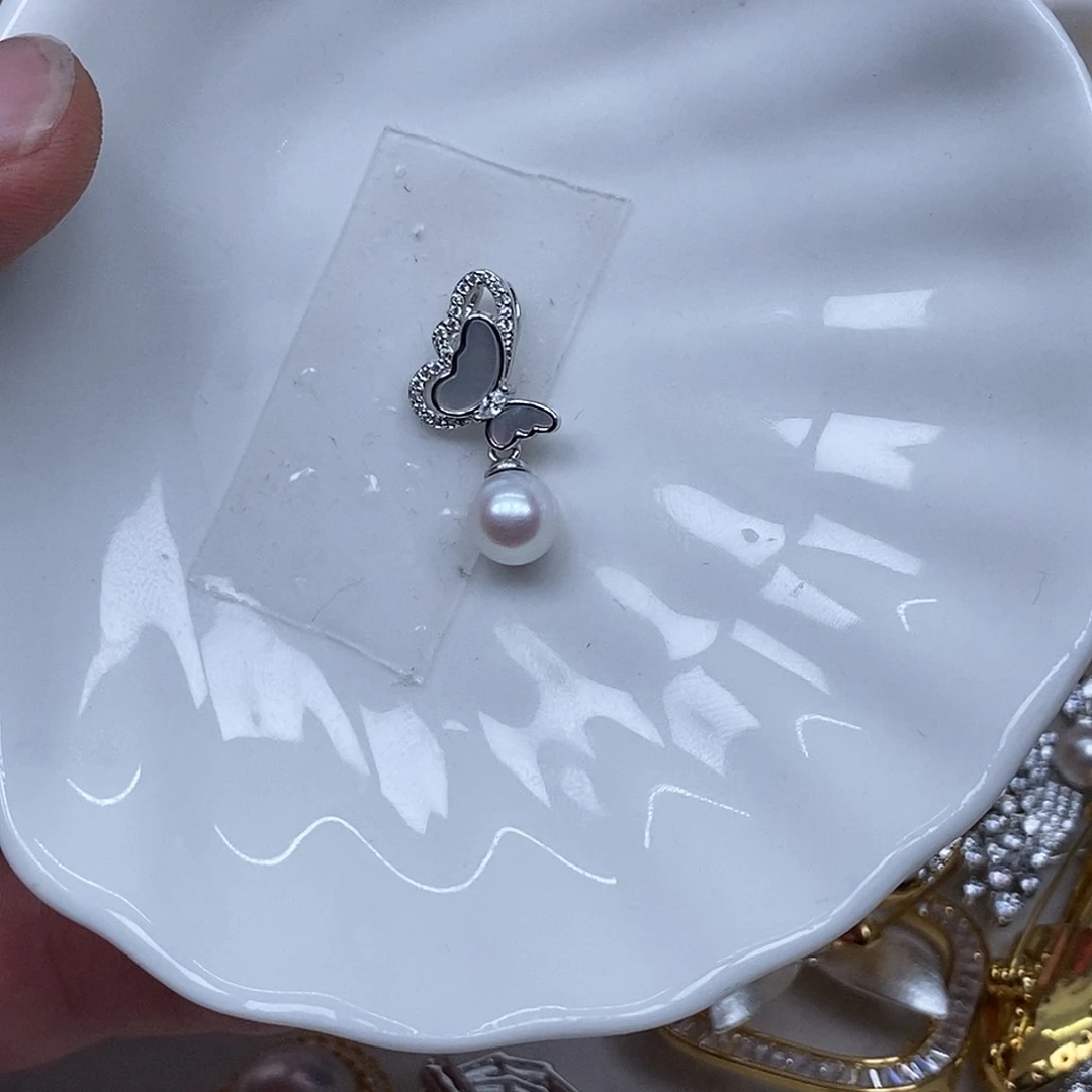 银S925镶嵌海水珍珠吊坠(不含链)