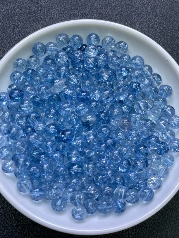 天然珠宝玉石 海蓝宝水晶散珠Y2016  8MM  30颗（赠弹力绳）