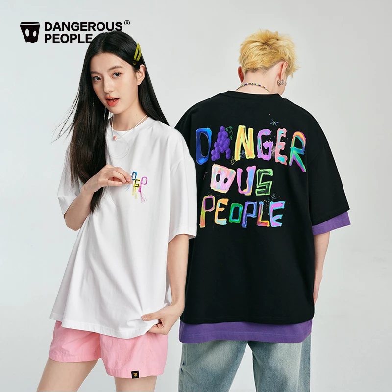 Dangerouspeople薛之谦dsp缤纷数码印花情侣宽松百搭圆领短袖T恤