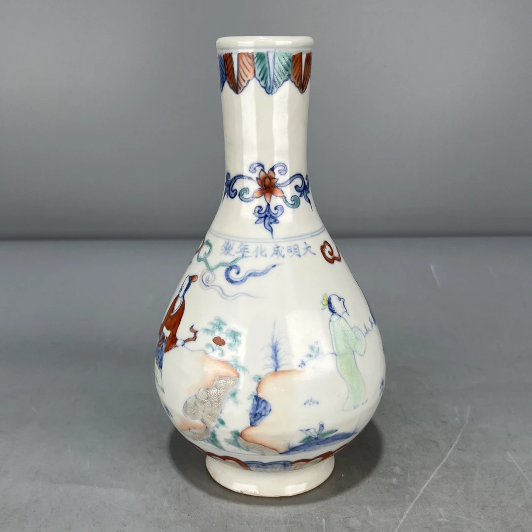 当代仿制 仿古大明成化年制青花斗彩人物故事瓶