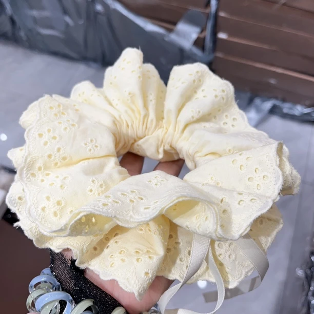 C638奶黄色露思同款抽绳发圈