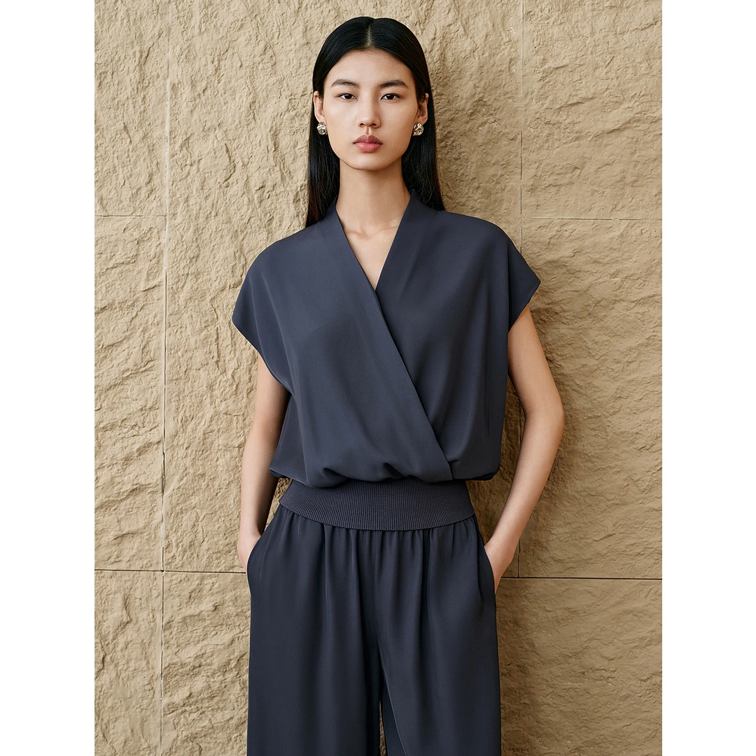 「新派极简」INSUN恩裳夏气质时尚复古高腰简约衬衫9C65270060