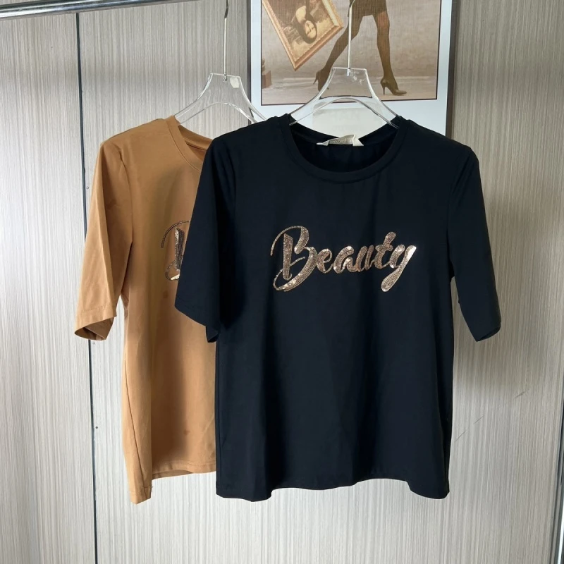 2129撤柜LD圆领夏季同款字母T恤印花休闲宽松短袖