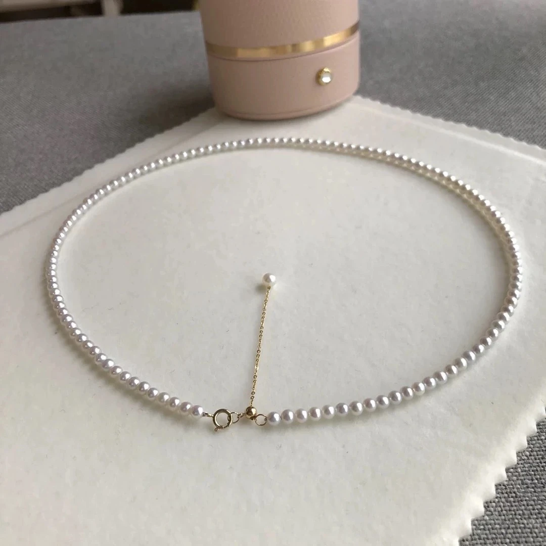 925银银制品 3~5mm经典正圆时尚百搭极光小米珠延长链尾链