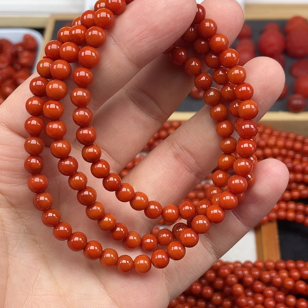 南红玛瑙1号瓦西柿子红卡6长链未镶嵌