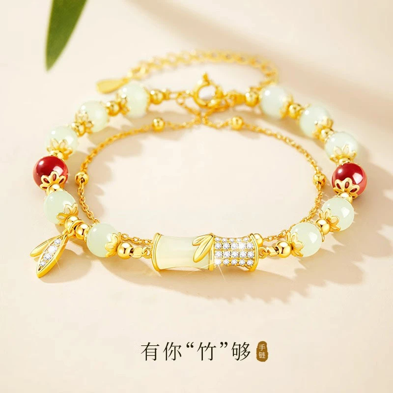 铜合金手链 2025节节高升新款竹节手链女款新中式轻奢小众中古风