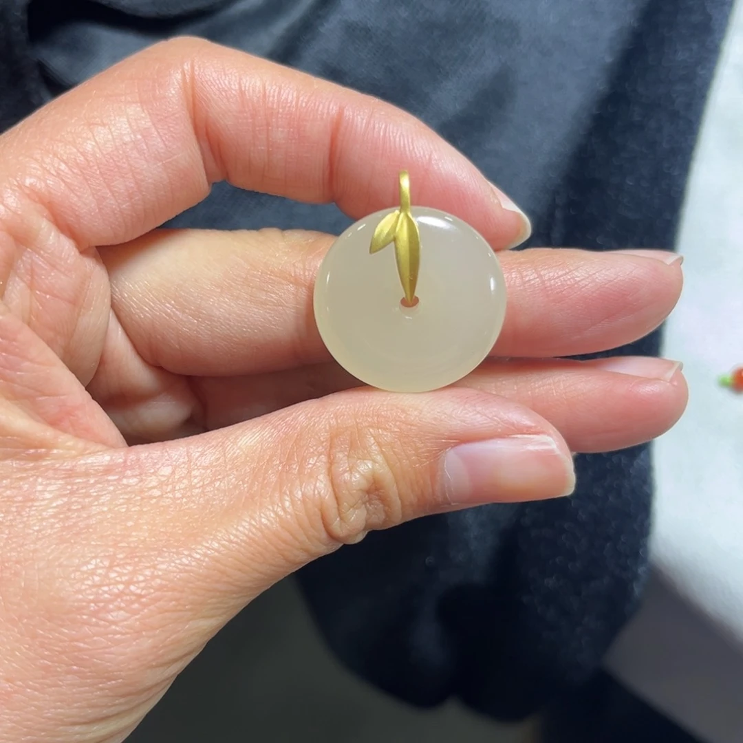 和田玉颈饰银S925镀金镶嵌夏*