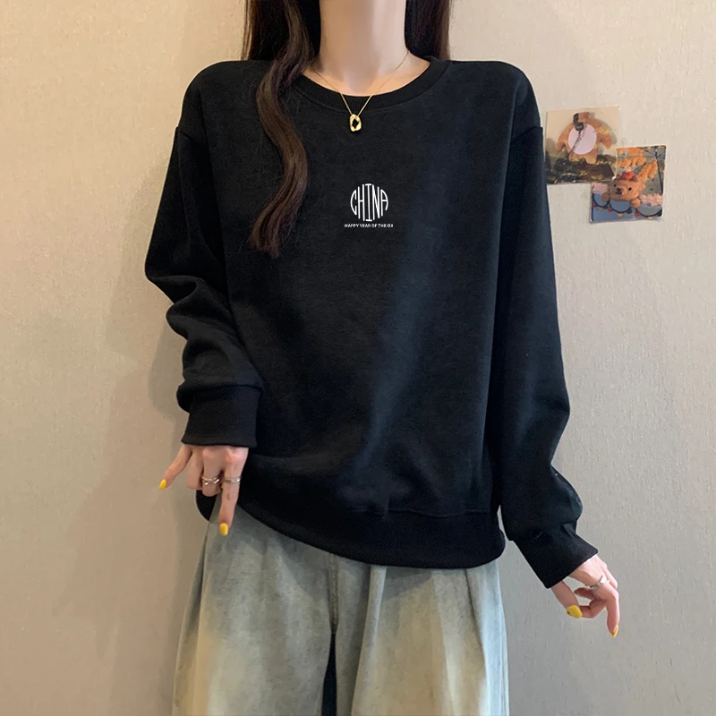 美式复古扎染卫衣女2025年新款春秋冬宽松慵懒风套头圆领上衣外套