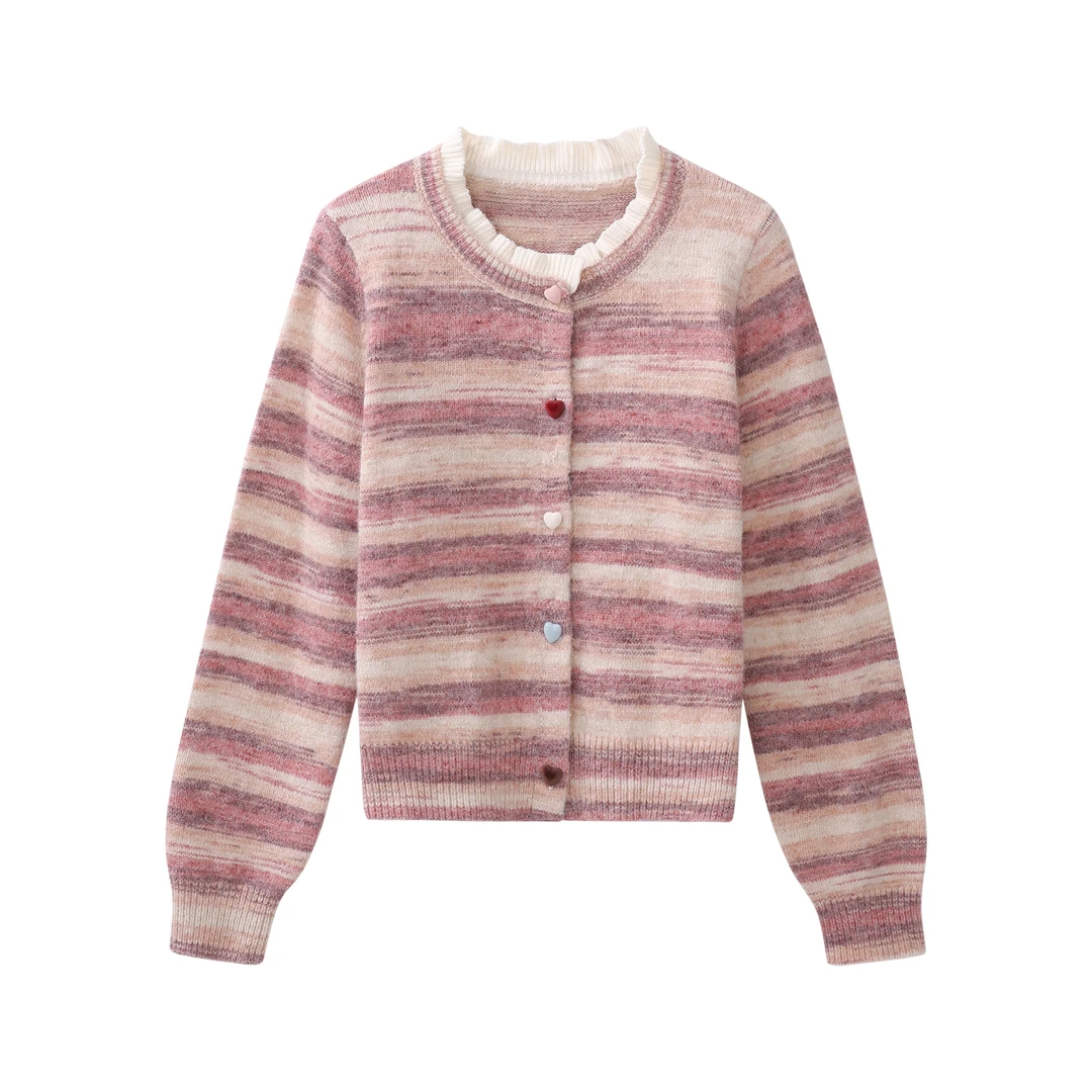 【品牌撤柜款ZB】假两件条纹毛衣女装2024新款气质针织上衣L52371