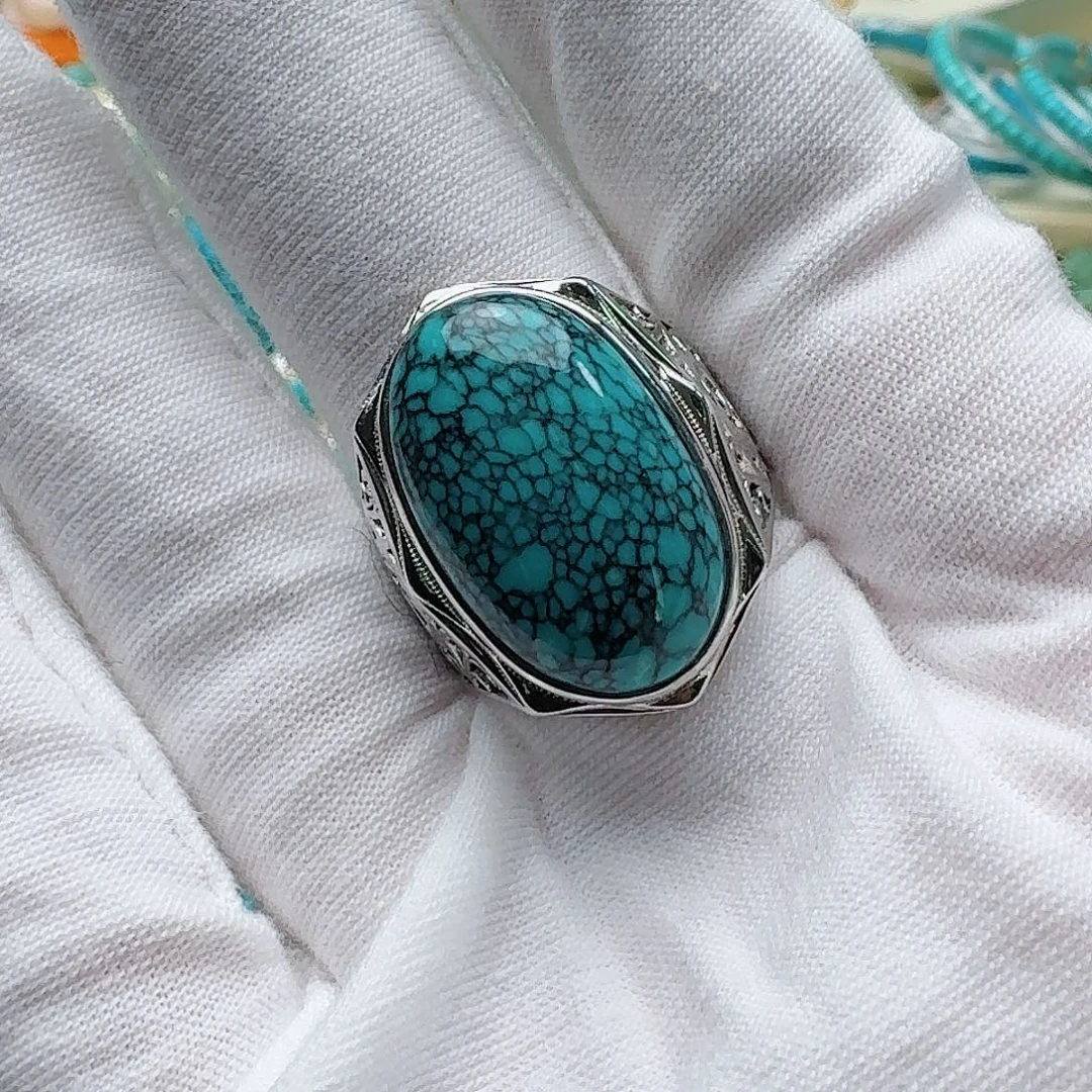 绿松石银S925镶嵌戒指