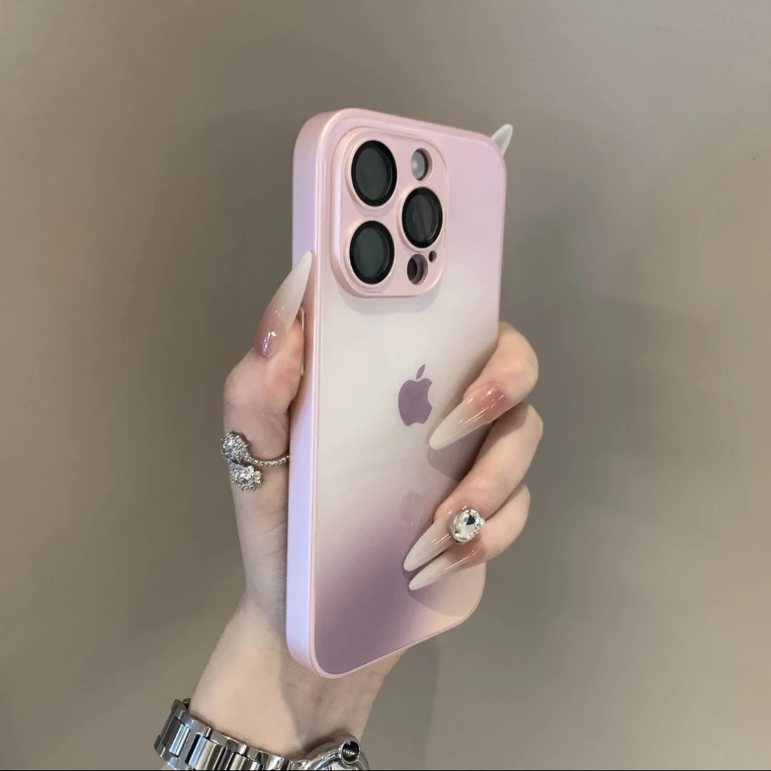 高级渲染沙漠金适用苹果16ProMax玻璃手机壳网红同款数码配件