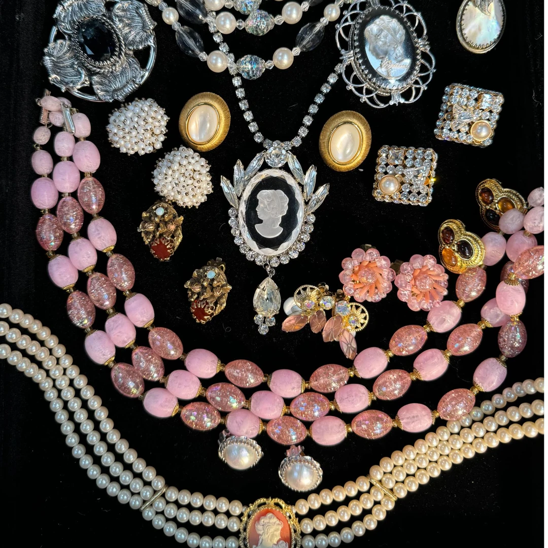 合金玻璃耳饰 1#中古首饰合金耳夹项链等自主选择，下单备注编号