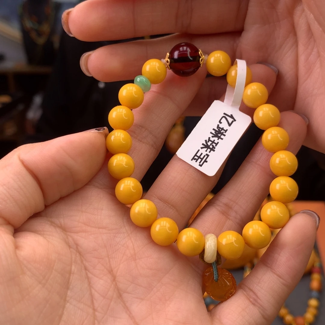 蜜蜡手串未镶嵌天然
