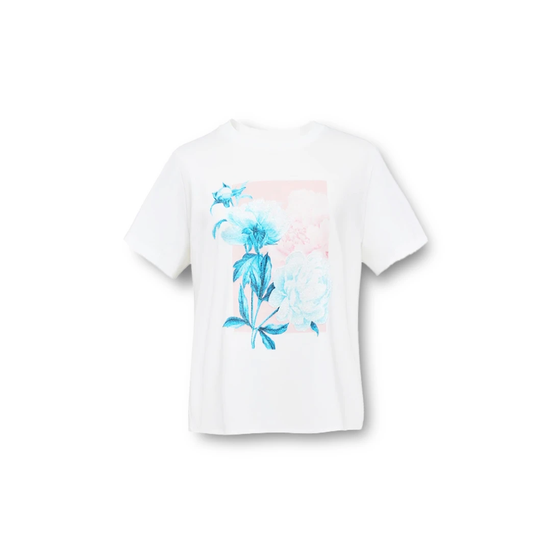 【抑菌长绒棉】印花刺绣宽松T恤上衣 【5327A】