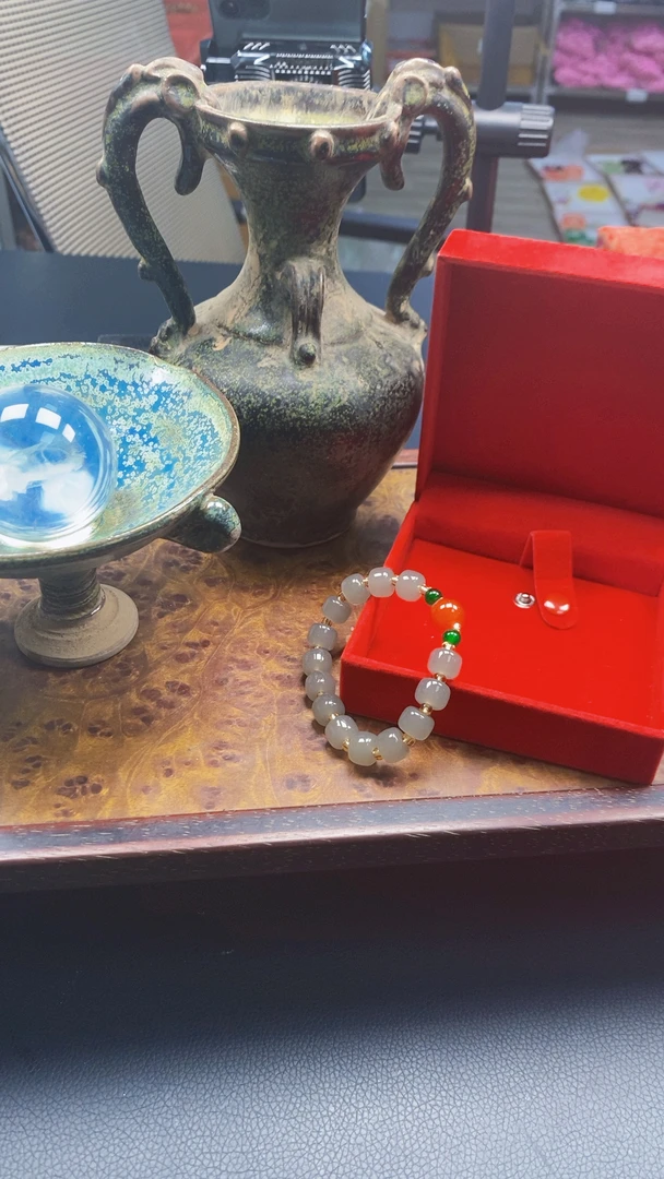 P038和田玉复古烟紫纯手工手串（多样性发其一）