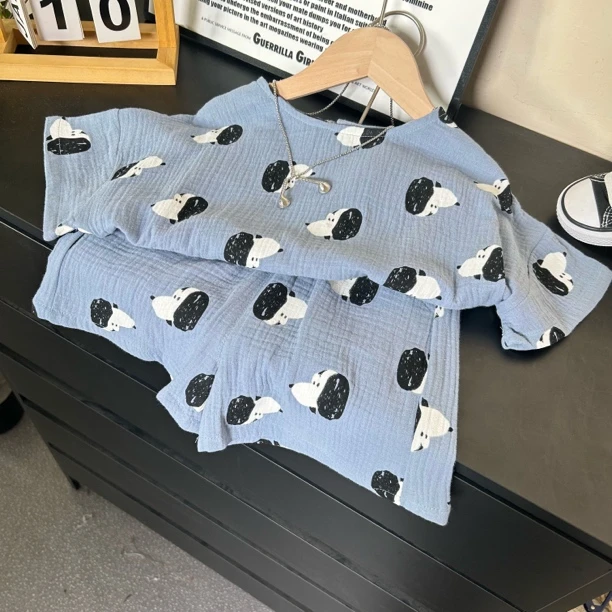 2102卡通可爱家居服套装男女童夏季