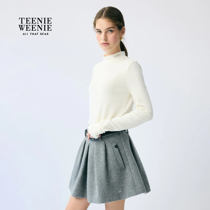 TeenieWeenie小熊女装T恤2025冬季新长袖合身打底衫女TTLA254TC1E