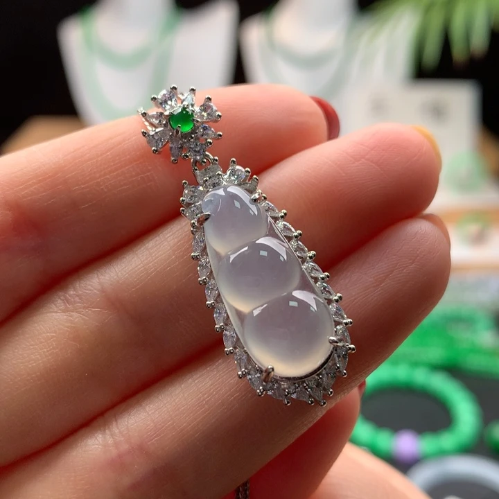 翡翠银S925镶嵌颈饰天然缅甸A货翡翠