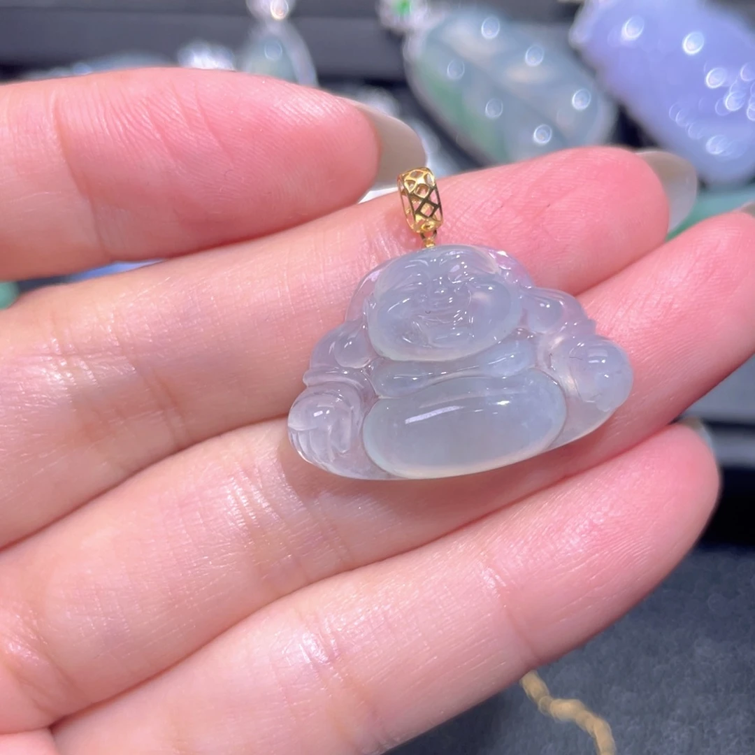 颈饰18K金镶嵌翡翠翡翠