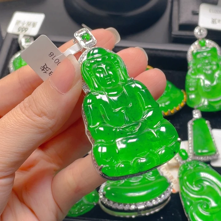 翡翠银S925镶嵌吊坠(不含链)