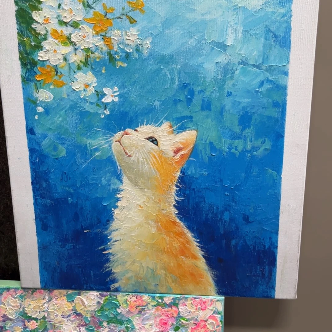 爱***猫油画猫咪纯手绘油画