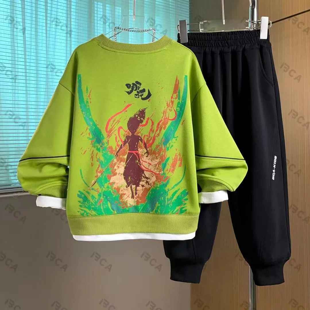 哪吒童装男童春装套装2025新款中大童春秋季卫衣时髦炸街两件套潮