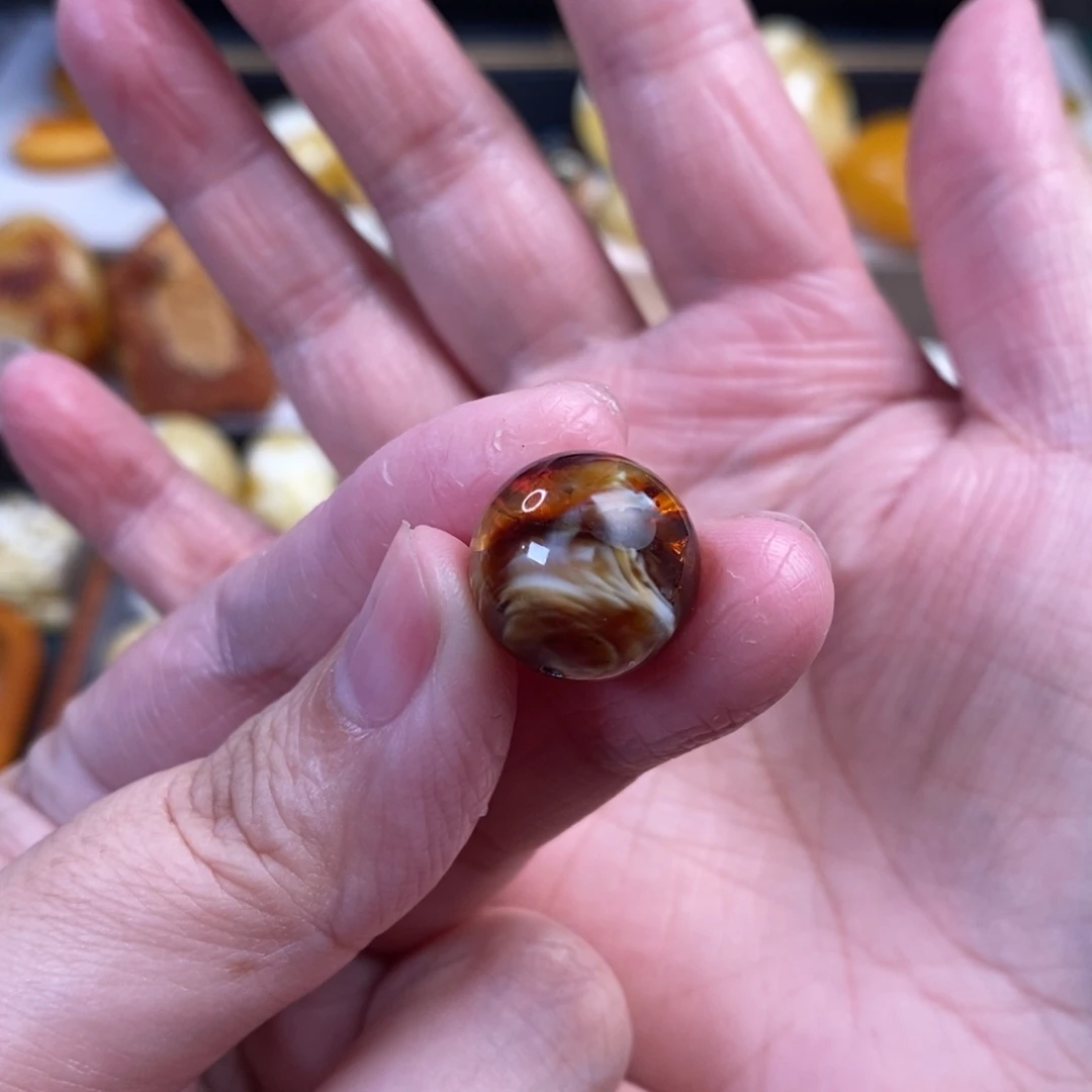 未镶嵌蜜蜡裸石沁色妖花圆珠单珠15