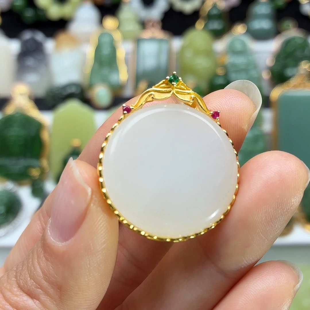 和田玉银S925镶嵌颈饰