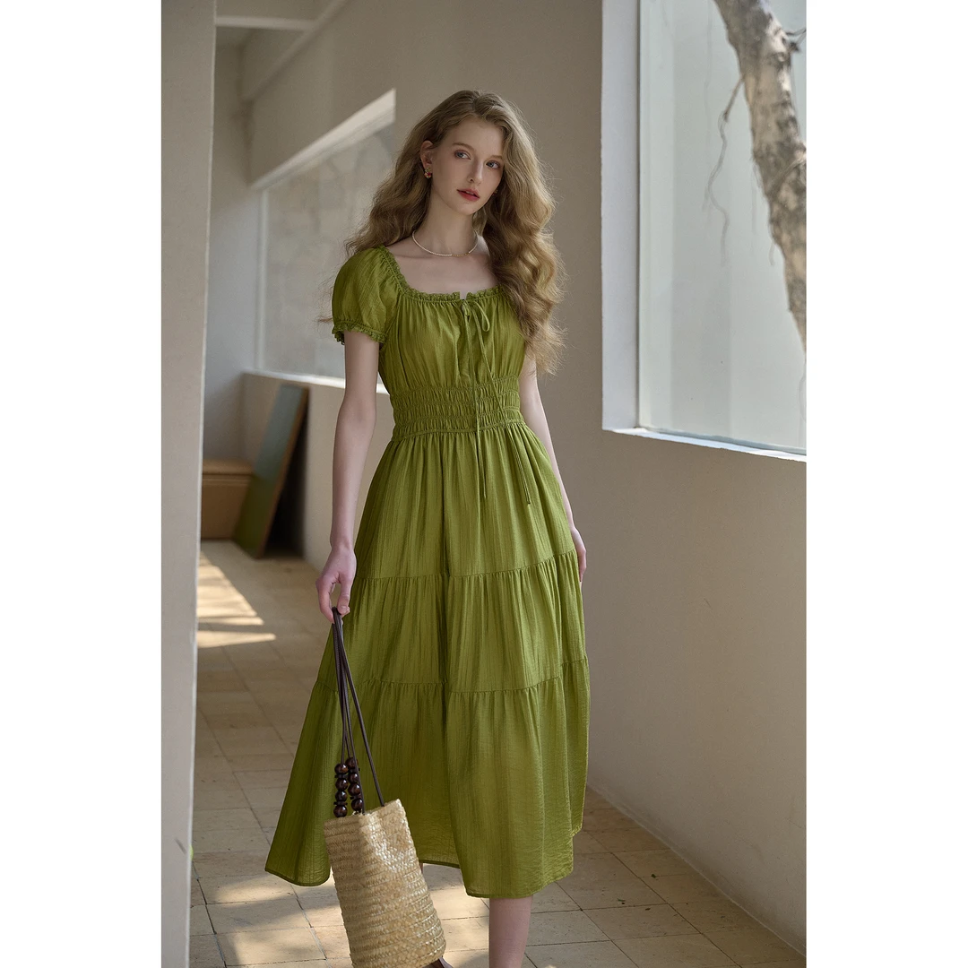 SimpleRetro天丝绉法式度假连衣裙显瘦气质长裙女生韩系ins衣服