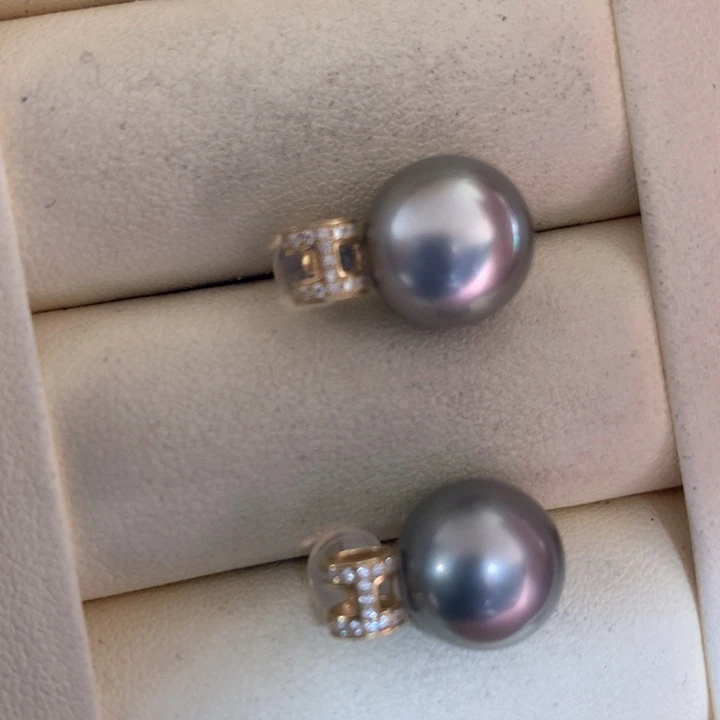 18K金镶嵌耳饰海水珍珠