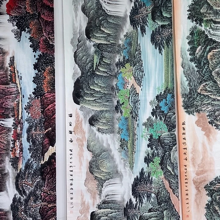 国画小八尺山水一副