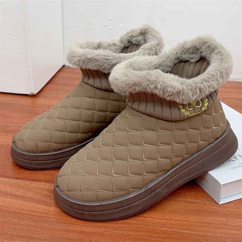 冬季加绒加厚保暖雪地靴老北京布鞋新款平底短靴面包鞋厚底女棉鞋