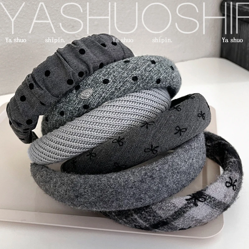 灰色宽边发箍女韩系高颅顶格蕾系发箍2025年新款秋冬气质发夹头饰