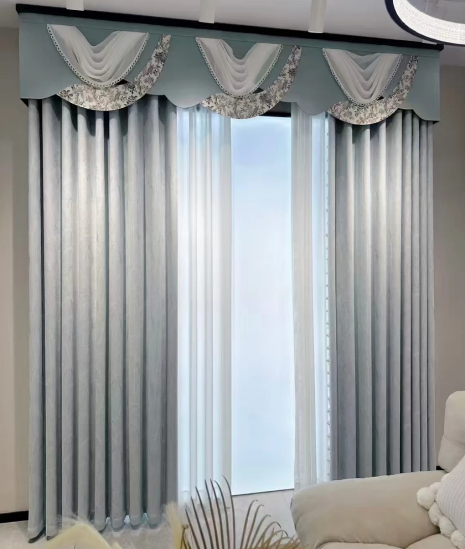雪呢尔麦穗高档遮光成品窗帘卧室定制一站式服务明明就客厅大气感