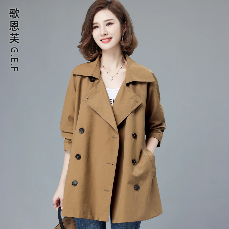 风衣女款2025开春新款中长款大码宽松高级感减龄妈妈休闲茧型外套