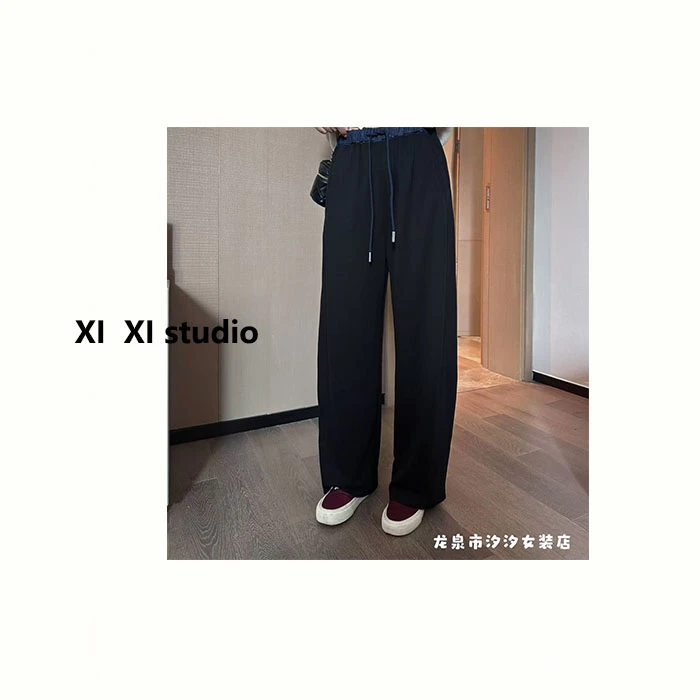 【汐汐女装】小个子定制显瘦百搭拼腰头阔腿裤 22573-2