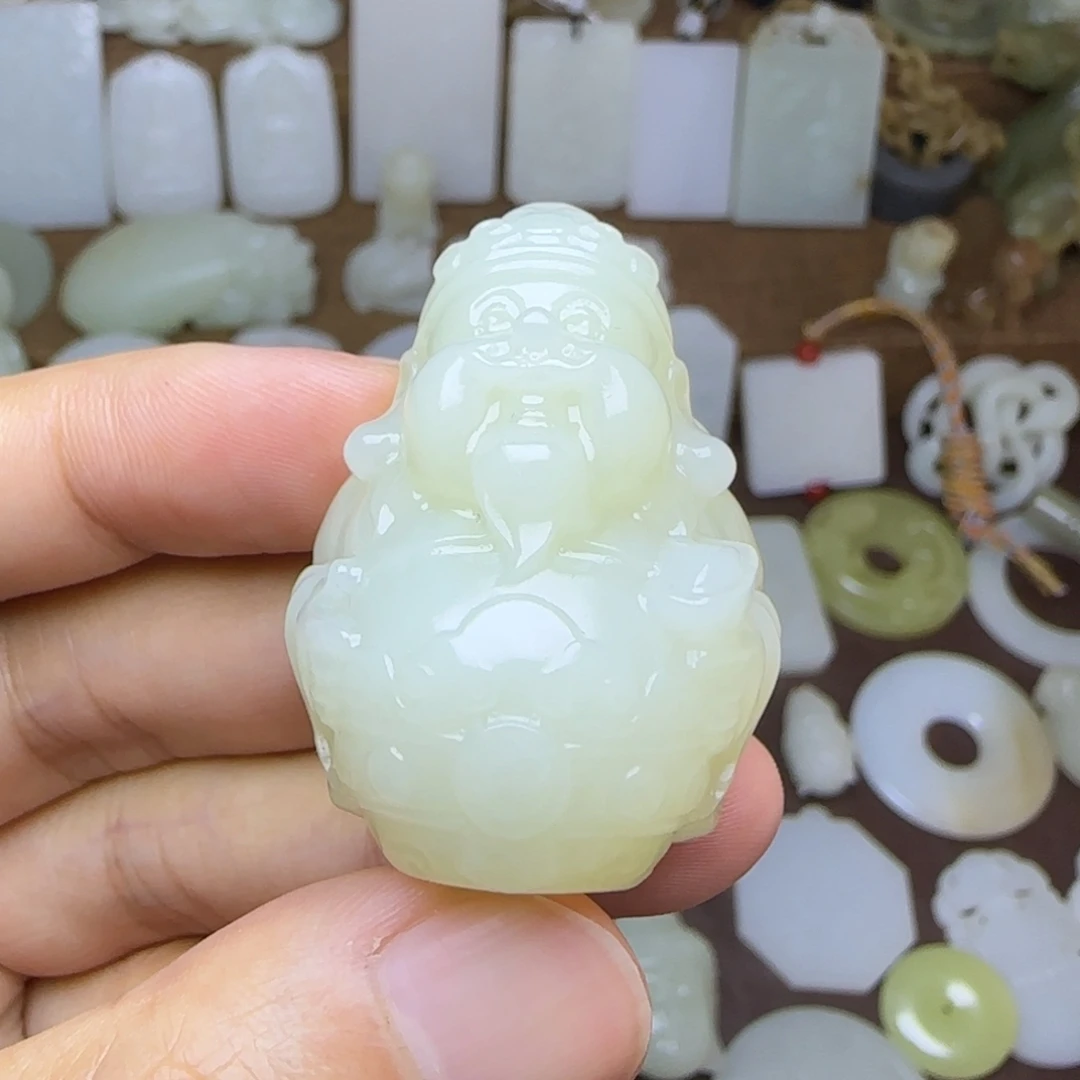 和田玉未镶嵌挂件财神