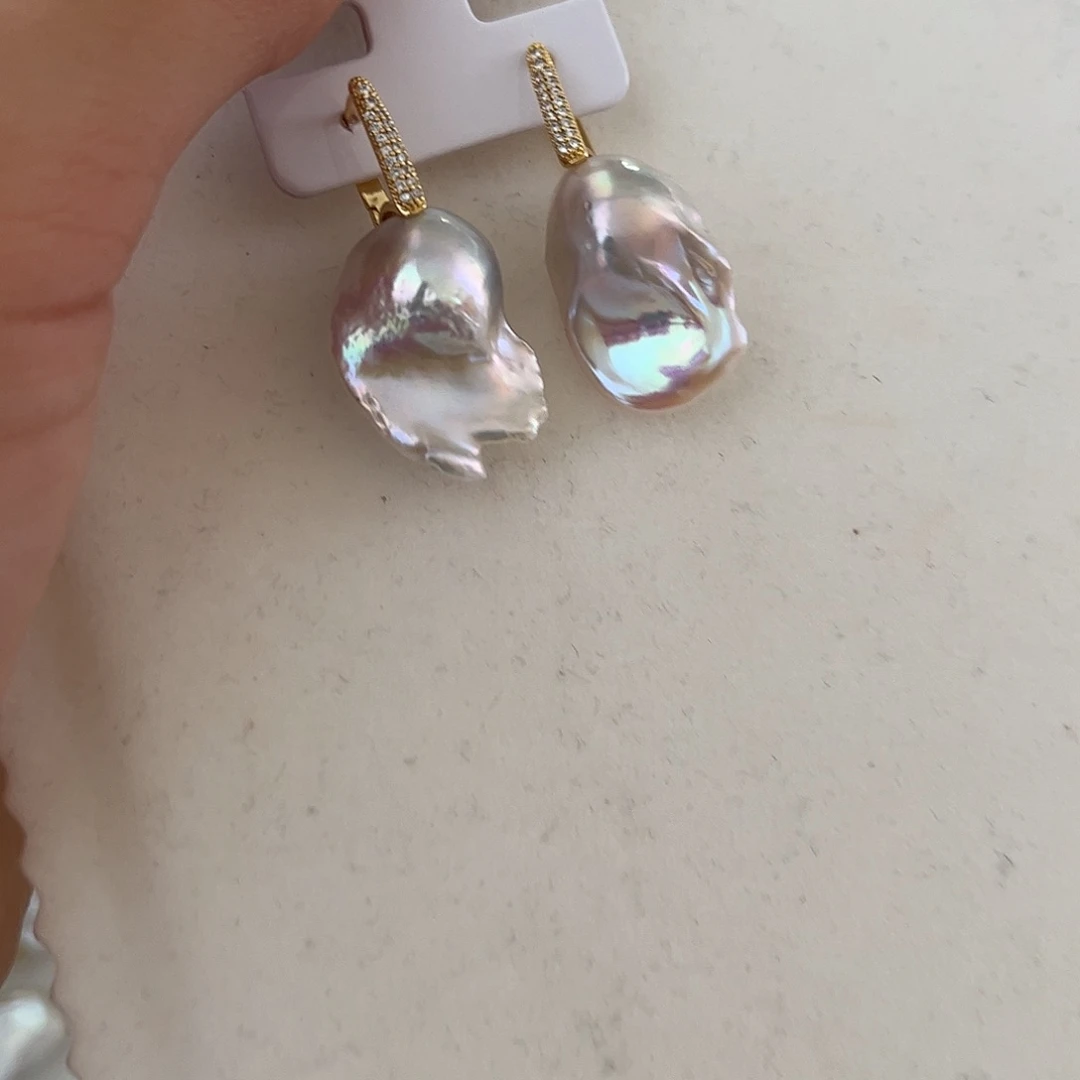 合金淡水珍珠耳饰