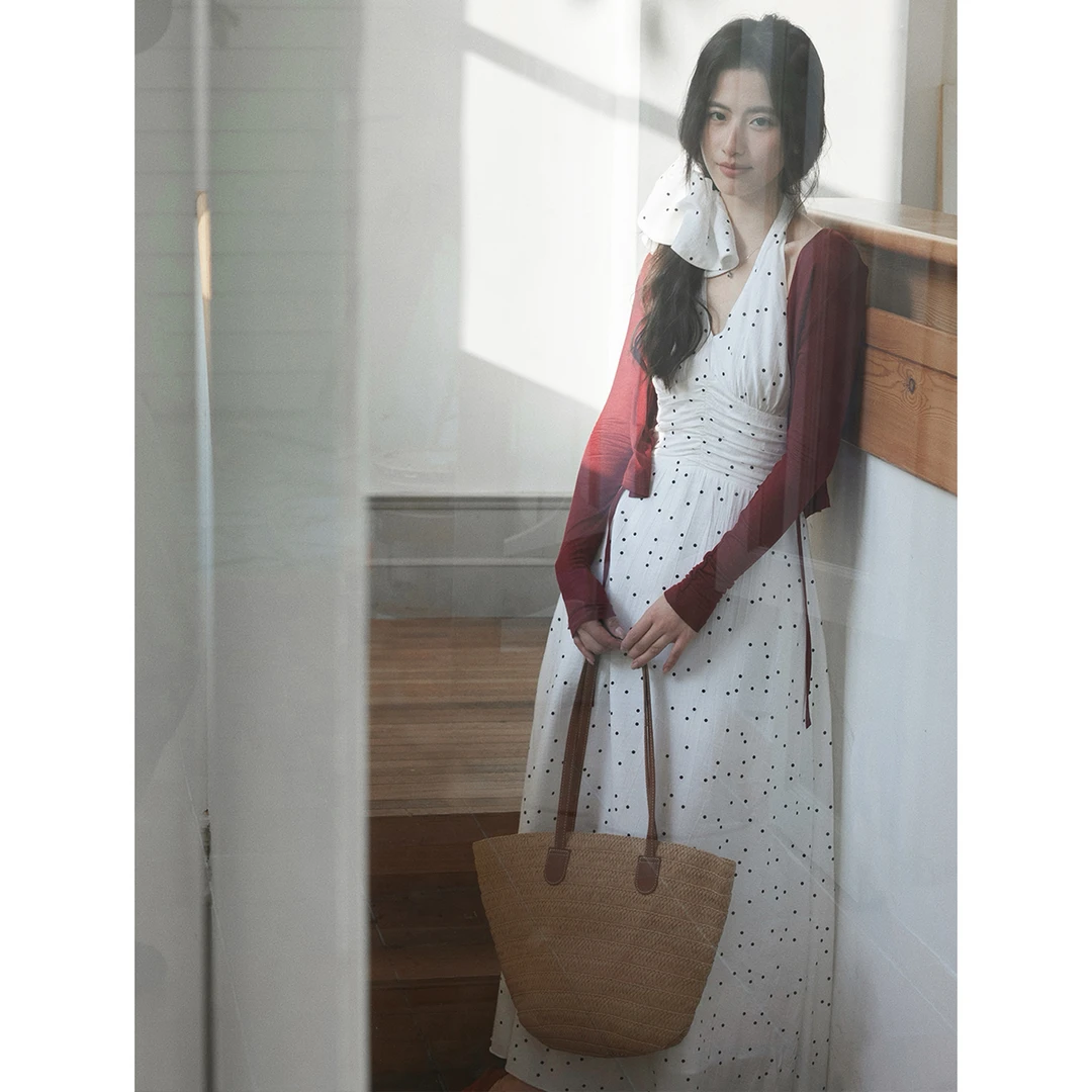 贰羊设计【含烟】红色针织小开衫