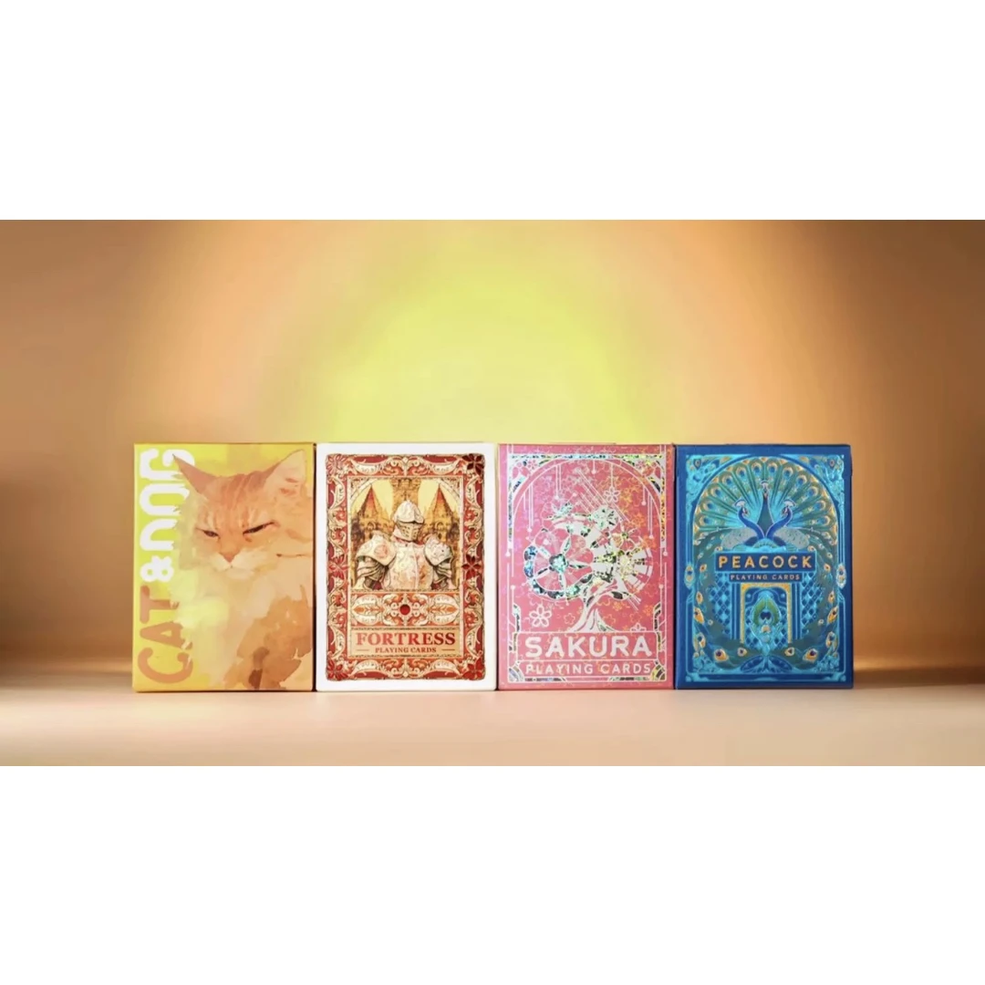 野猪校长Fashion系列TCC猫狗城堡樱花孔雀光栅浮雕纸牌魔术花切