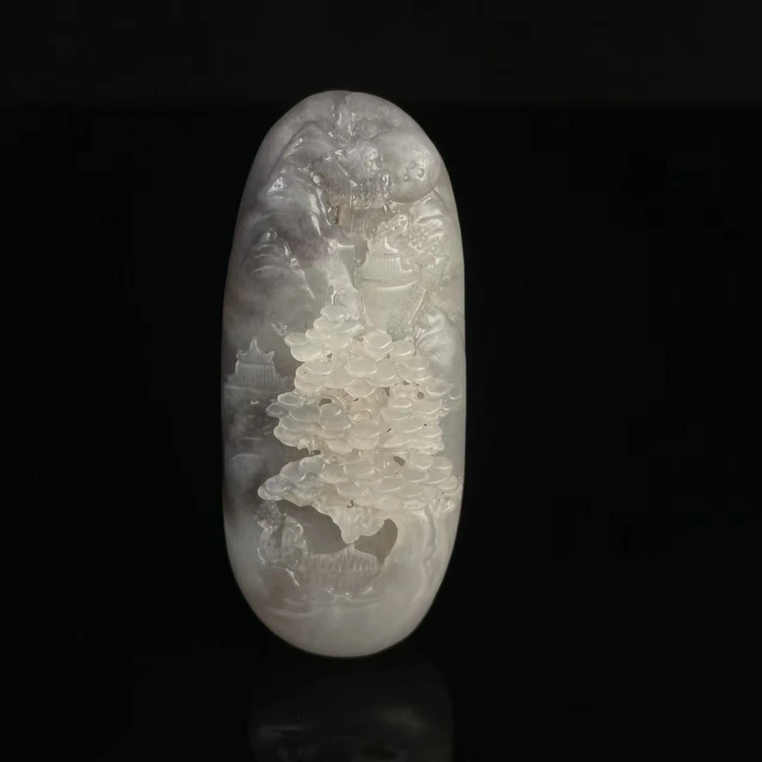 GC551903/民国和田玉山水牌/上海西香记