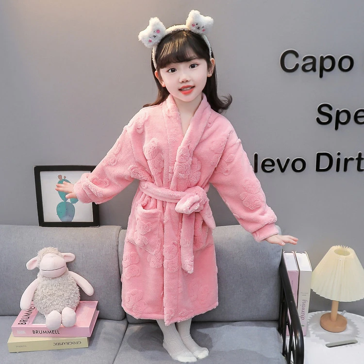 可穿吸水儿童浴袍速干秋冬女童加厚保暖浴衣女童洗澡加绒浴巾睡袍