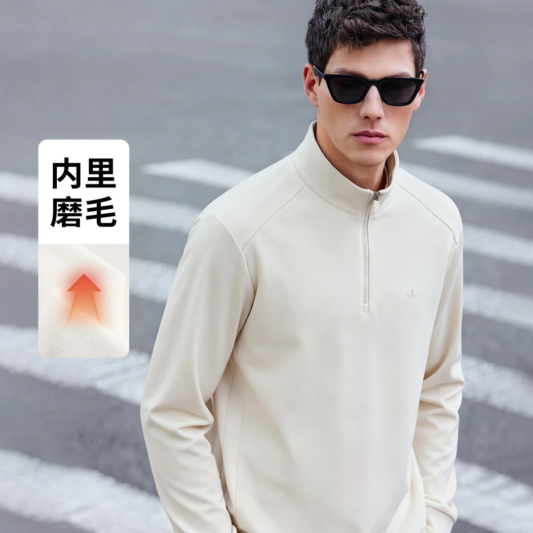 [磨毛+抑菌+抗静电]navigare意大利小帆船半高领运动风保暖卫衣男